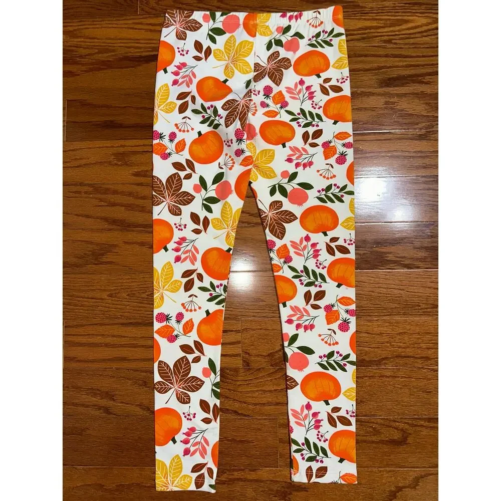 NWT Children's Place Girls Pumpkin Floral Fall Leggings Size L 10/12